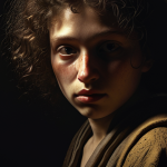 **

A digital painting in the style of Rembrandt, showcasing a portrait bathed in dramatic chiaroscuro lighting. The face is partially obscured by shadow, hinting at a sense of mystery or melancholy. Emphasize the contrast between light and dark, and the rich textures of the skin.

**