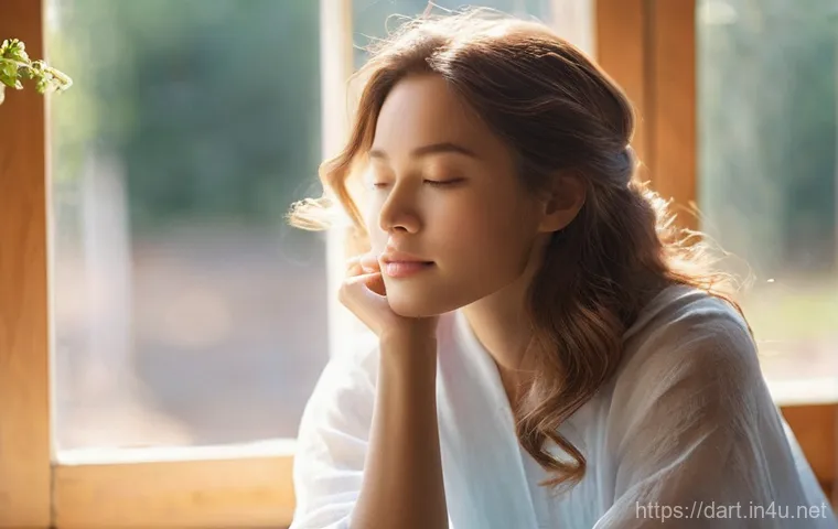 디지털아트 채색 스타일별 분석 - **Prompt 1: Serene Morning Glow with Soft Textures**
    "A young woman, fully dressed in comfortabl...