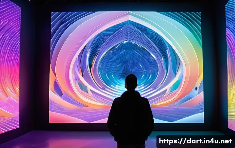 디지털아트 크립토아트 투자 가이드 - **A Futuristic Digital Art Gallery Experience:** A spacious, ultra-modern art gallery bathed in soft...