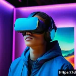 Home 20 디지털아트 전시회 개최 방법 - A futuristic digital art exhibition space featuring immersive interactive installations with vibrant...