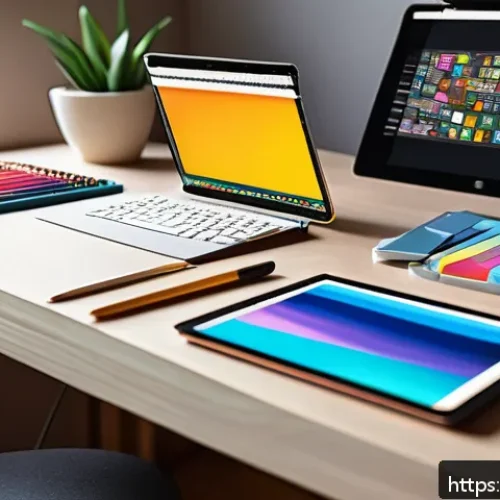 Home 30 디지털아트 도서 추천 - A digital art beginner's workspace featuring a modern graphic tablet with a stylus pen resting on it...