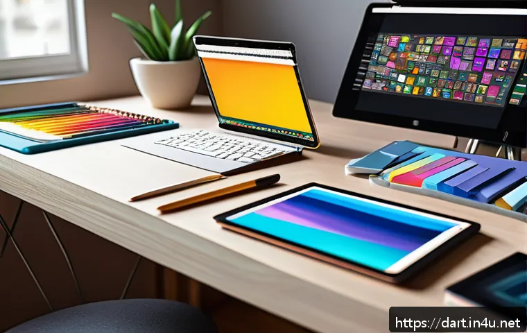 디지털아트 도서 추천 - A digital art beginner's workspace featuring a modern graphic tablet with a stylus pen resting on it...